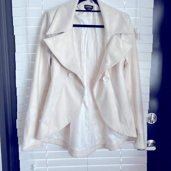 White High-Low Bebe Wool Pea Coat! Pretty!! π€© π₯Όπ - Picture 10 of 12